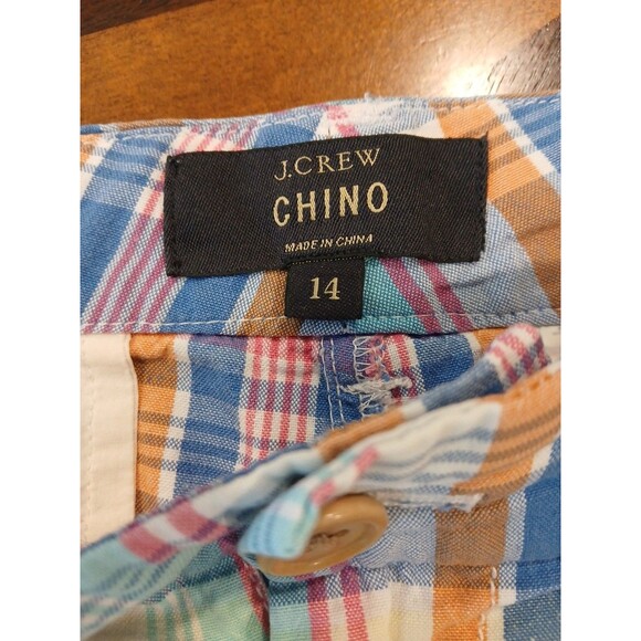 J. CREW MADRAS BERMUDA SHORTS CHINO SZ 14 X 6" BLUE PINK AQUA PLAID COTTON - Picture 7 of 14